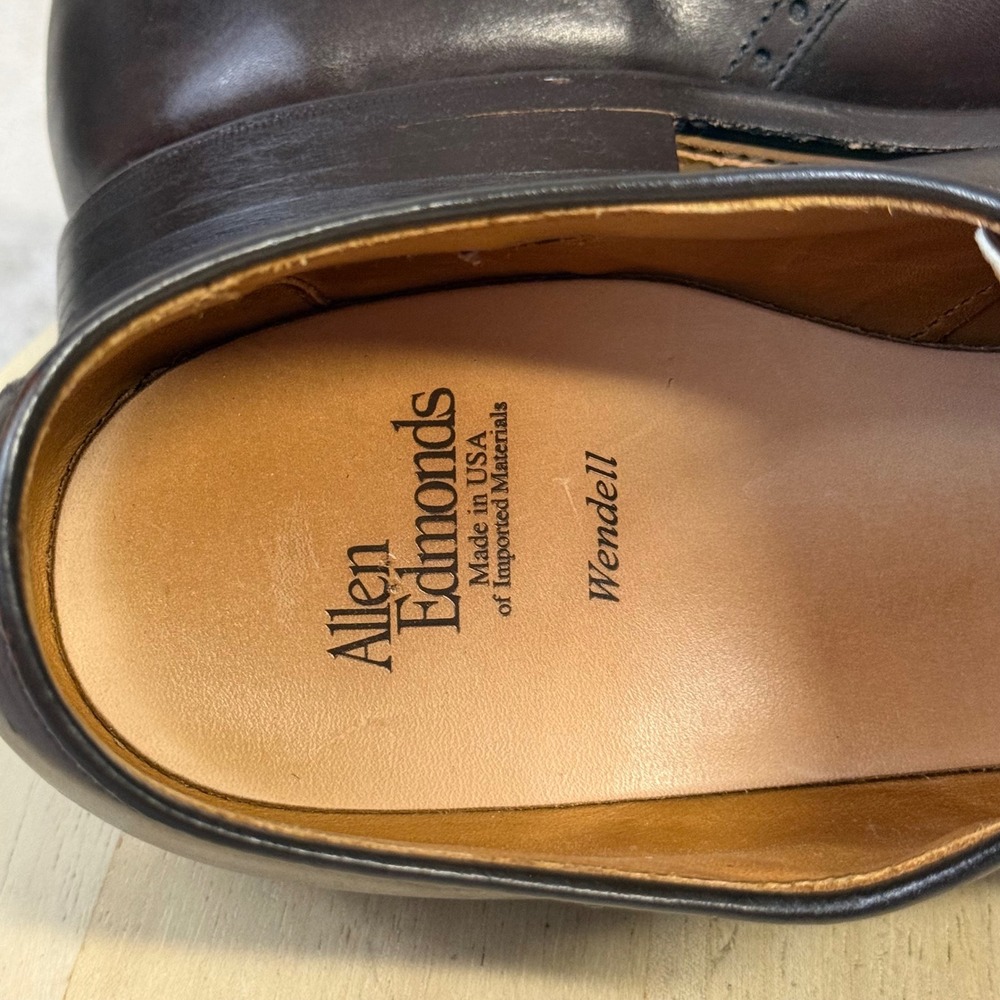 Allen Edmonds Wendell Mens 11.5 B Brown Leather Split Toe Derby Dress Shoes 5768 - Picture 11 of 16